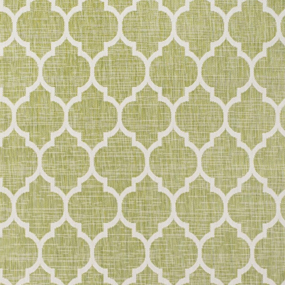 HomeRoots 9' Geometric Indoor Outdoor Area Rug in Green and Cream – Modern, Durable, Versatile for All Spaces! 702848