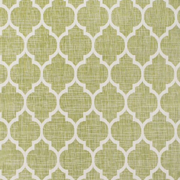 HomeRoots 9' Geometric Indoor Outdoor Area Rug in Green and Cream – Modern, Durable, Versatile for All Spaces! 702848