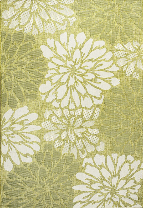 HomeRoots 8' x 10' Green and Cream Floral Area Rug - Elegant Indoor/Outdoor Design for Timeless Charm & Durability 702856