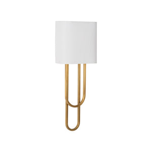 Chelsea House Odeon Aged Brass Sconce By Jamie Merida — Sculptural 27" Wall Light With White Shade, Warm Ambient Glow 70286