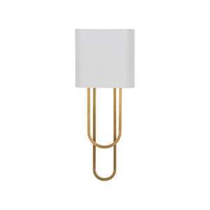 Chelsea House Odeon Aged Brass Sconce By Jamie Merida — Sculptural 27" Wall Light With White Shade, Warm Ambient Glow 70286