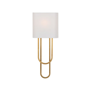 Chelsea House Odeon Aged Brass Sconce By Jamie Merida — Sculptural 27" Wall Light With White Shade, Warm Ambient Glow 70286
