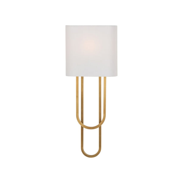 Chelsea House Odeon Aged Brass Sconce By Jamie Merida — Sculptural 27" Wall Light With White Shade, Warm Ambient Glow 70286
