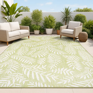 HomeRoots 5' Elegant Green and Cream Floral Area Rug – Indoor/Outdoor Durable Design for Stylish Spaces 702862