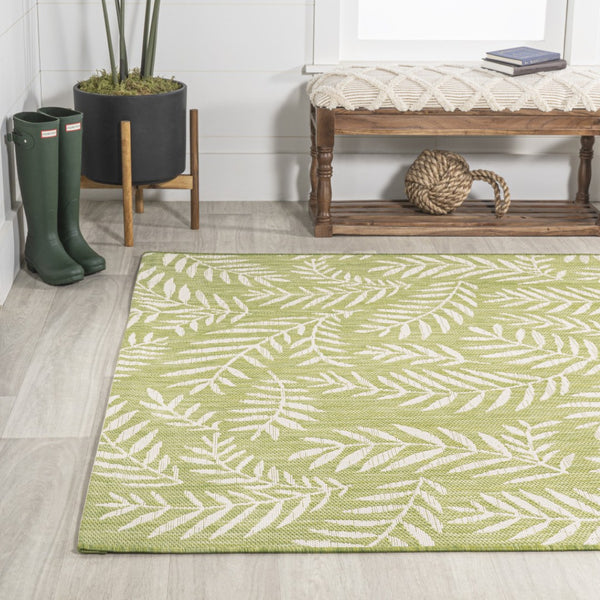 HomeRoots 5' Elegant Green and Cream Floral Area Rug – Indoor/Outdoor Durable Design for Stylish Spaces 702862