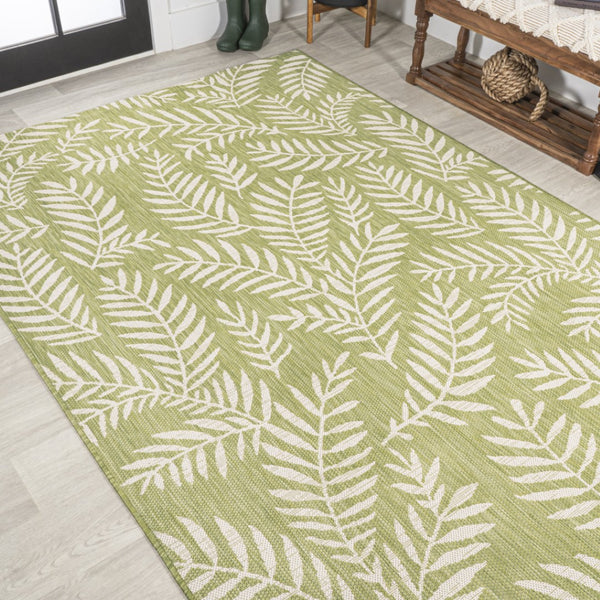 HomeRoots 5' Elegant Green and Cream Floral Area Rug – Indoor/Outdoor Durable Design for Stylish Spaces 702862