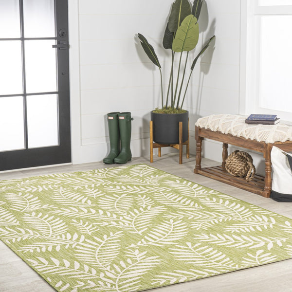 HomeRoots 5' Elegant Green and Cream Floral Area Rug – Indoor/Outdoor Durable Design for Stylish Spaces 702862