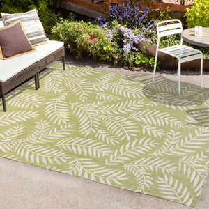 HomeRoots 5' Elegant Green and Cream Floral Area Rug – Indoor/Outdoor Durable Design for Stylish Spaces 702862