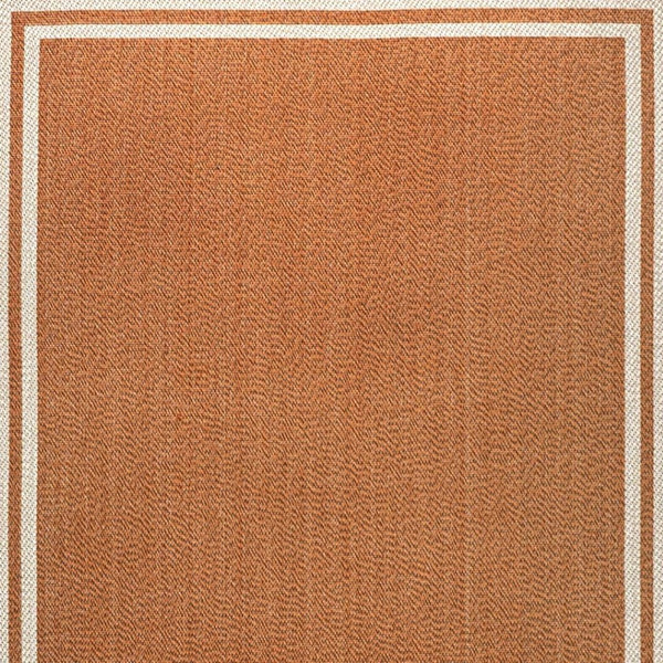 HomeRoots 5' Vibrant Orange and Cream Indoor Outdoor Area Rug - Durable, Weather-Resistant, Modern Style! 702873