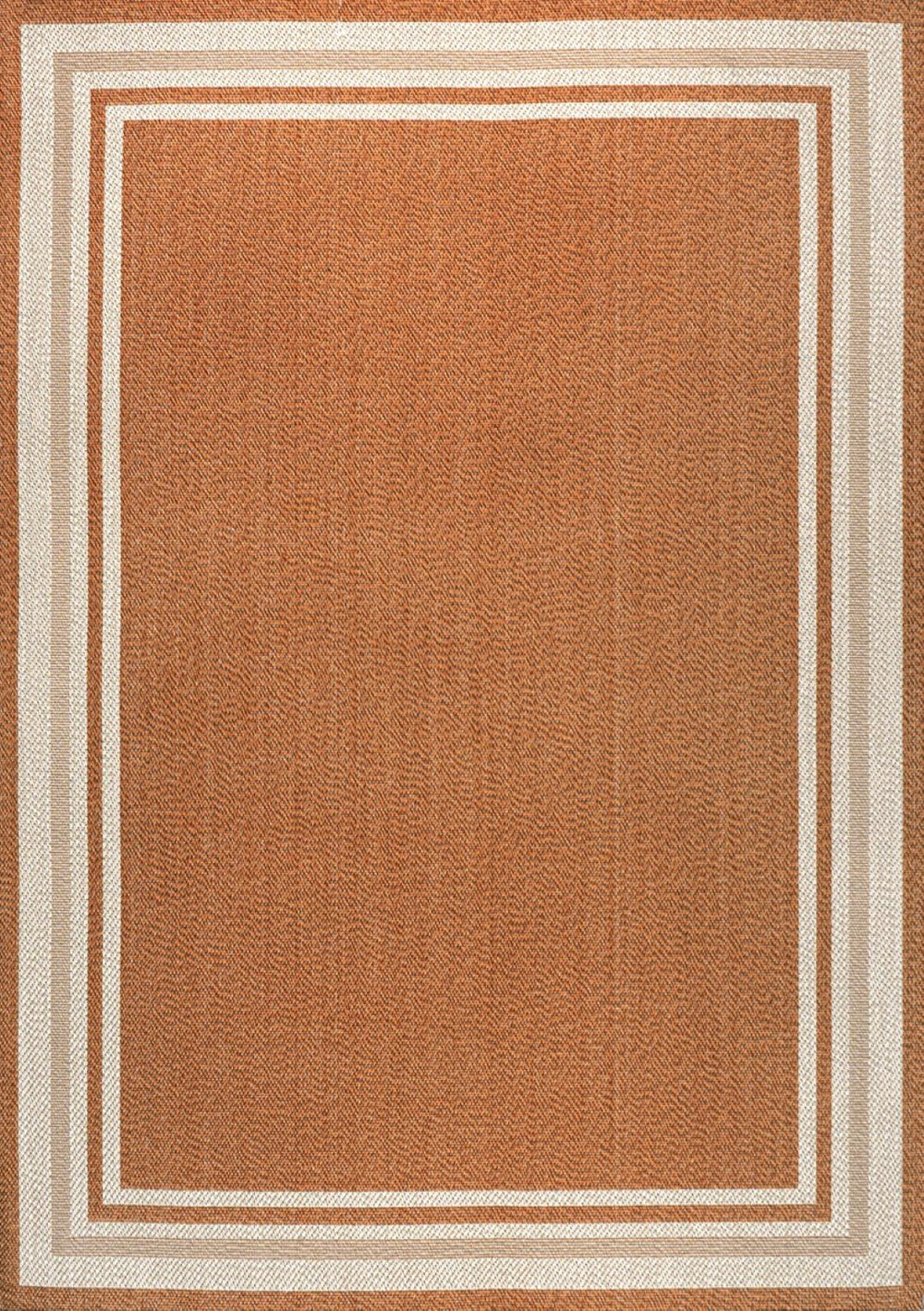 HomeRoots 5' Vibrant Orange and Cream Indoor Outdoor Area Rug - Durable, Weather-Resistant, Modern Style! 702873