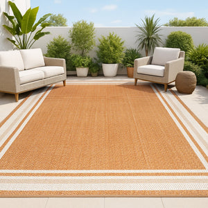 HomeRoots 8' X 10' Vibrant Orange and Cream Area Rug - Durable, Low-Maintenance, Perfect for Indoor & Outdoor Use 702874