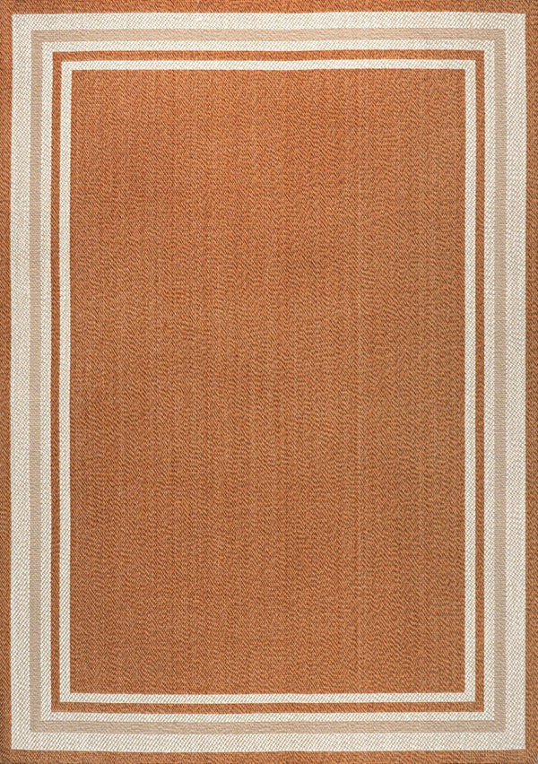 HomeRoots 8' X 10' Vibrant Orange and Cream Area Rug - Durable, Low-Maintenance, Perfect for Indoor & Outdoor Use 702874