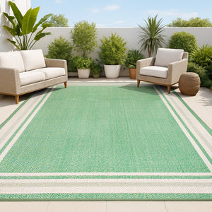 HomeRoots 5' Green and Cream Area Rug – Stylish Indoor/Outdoor Design, Durable, Weather-Resistant & Easy Care 702876