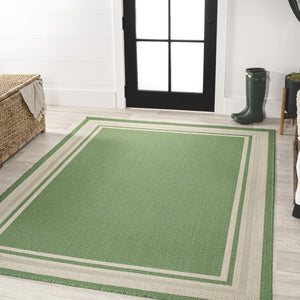 HomeRoots 5' Green and Cream Area Rug – Stylish Indoor/Outdoor Design, Durable, Weather-Resistant & Easy Care 702876