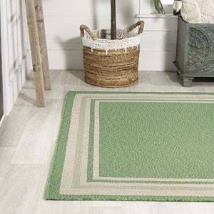 HomeRoots 5' Green and Cream Area Rug – Stylish Indoor/Outdoor Design, Durable, Weather-Resistant & Easy Care 702876