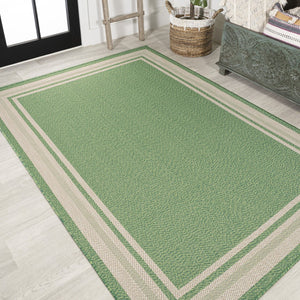 HomeRoots 5' Green and Cream Area Rug – Stylish Indoor/Outdoor Design, Durable, Weather-Resistant & Easy Care 702876
