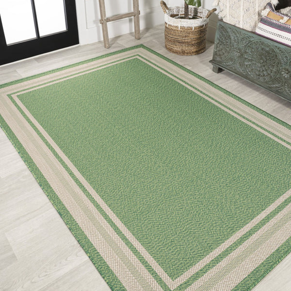 HomeRoots 5' Green and Cream Area Rug – Stylish Indoor/Outdoor Design, Durable, Weather-Resistant & Easy Care 702876