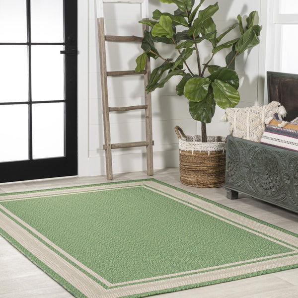 HomeRoots 5' Green and Cream Area Rug – Stylish Indoor/Outdoor Design, Durable, Weather-Resistant & Easy Care 702876