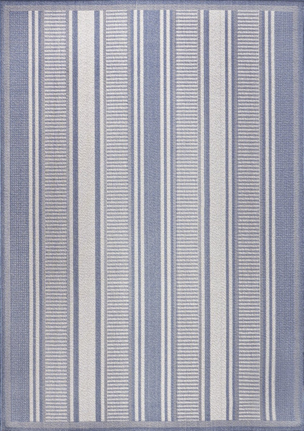 HomeRoots 8' X 10' Coastal Blue and Gray Striped Indoor-Outdoor Area Rug for Stylish Spaces & Easy Care 702886
