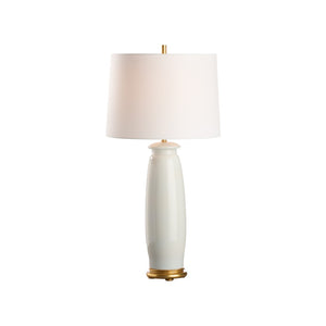 Chelsea House Melanie Ceramic Table Lamp Iceberg Glaze With Gold Leaf Base — 28.5" Modern Minimalist Lighting Elegance 70289