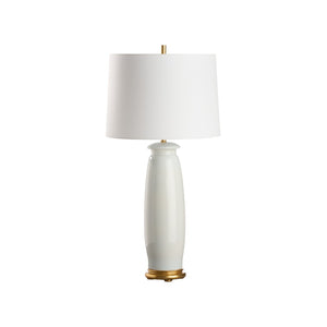 Chelsea House Melanie Ceramic Table Lamp Iceberg Glaze With Gold Leaf Base — 28.5" Modern Minimalist Lighting Elegance 70289