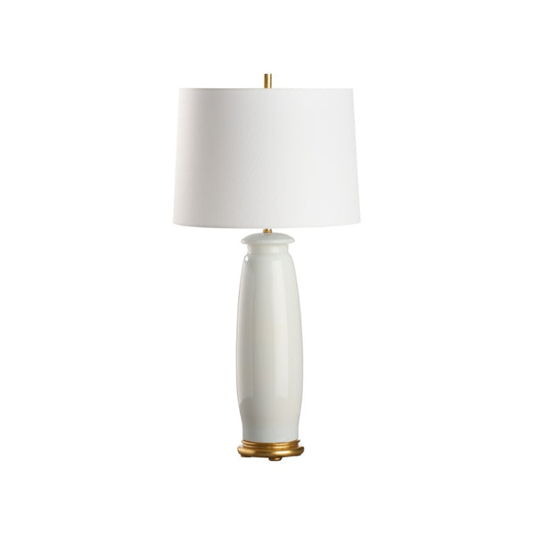 Chelsea House Melanie Ceramic Table Lamp Iceberg Glaze With Gold Leaf Base — 28.5" Modern Minimalist Lighting Elegance 70289