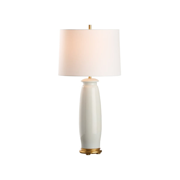Chelsea House Melanie Ceramic Table Lamp Iceberg Glaze With Gold Leaf Base — 28.5" Modern Minimalist Lighting Elegance 70289