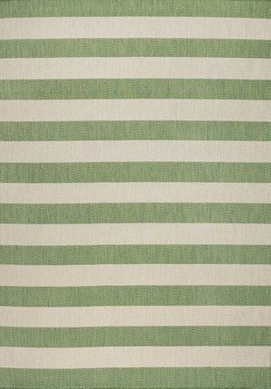 HomeRoots 8' Green and Cream Striped Area Rug - Durable Indoor/Outdoor Design, Fade-Resistant, Easy Care 702892