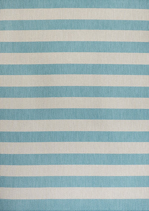 HomeRoots 5' Aqua and Cream Striped Area Rug - Coastal Indoor/Outdoor Décor with Durable, Low-Maintenance Design 702894