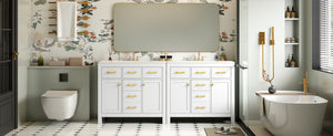 English Elm 72'' Modern Bathroom Vanity Set With Ceramic Sink, Solid Wood Frame, Ample Storage & Sleek Design N710SS00011K