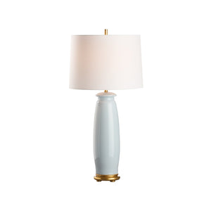 Chelsea House Melanie Ceramic Lamp Sleepy Hollow Blue With Gold Leaf Base — Slim 28.5" Modern Minimalist Accent 70290
