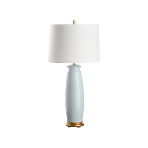 Chelsea House Melanie Ceramic Lamp Sleepy Hollow Blue With Gold Leaf Base — Slim 28.5" Modern Minimalist Accent 70290