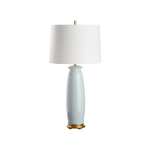 Chelsea House Melanie Ceramic Lamp Sleepy Hollow Blue With Gold Leaf Base — Slim 28.5" Modern Minimalist Accent 70290