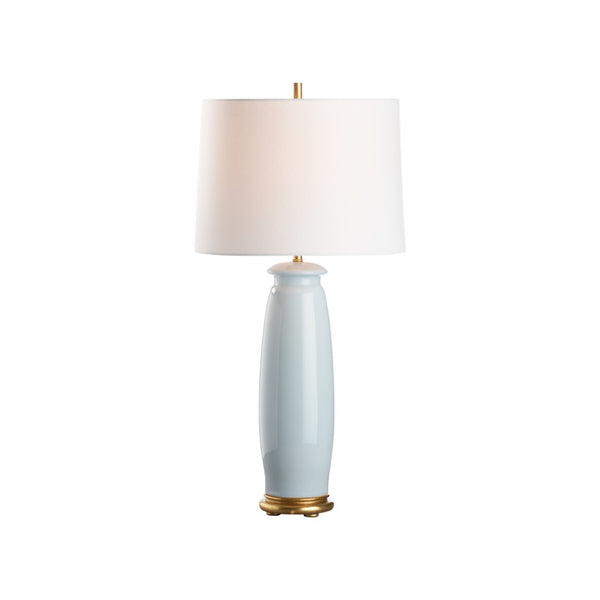 Chelsea House Melanie Ceramic Lamp Sleepy Hollow Blue With Gold Leaf Base — Slim 28.5" Modern Minimalist Accent 70290