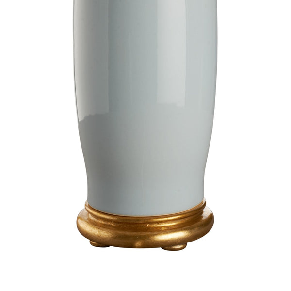 Chelsea House Melanie Ceramic Lamp Sleepy Hollow Blue With Gold Leaf Base — Slim 28.5" Modern Minimalist Accent 70290