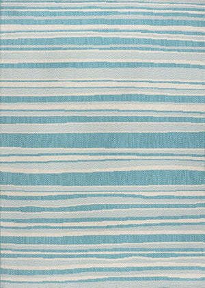 HomeRoots 8' Aqua and Cream Striped Area Rug - Stylish Indoor/Outdoor Design for Coastal Living Spaces! 702902