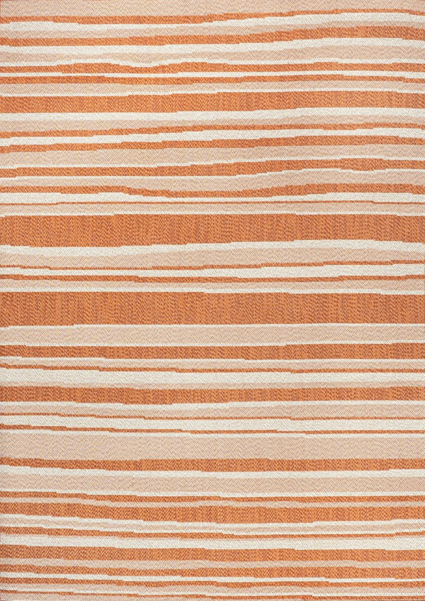 HomeRoots 5' Orange and Cream Striped Area Rug - Versatile Indoor/Outdoor Decor for Any Space, Durable Design 702904
