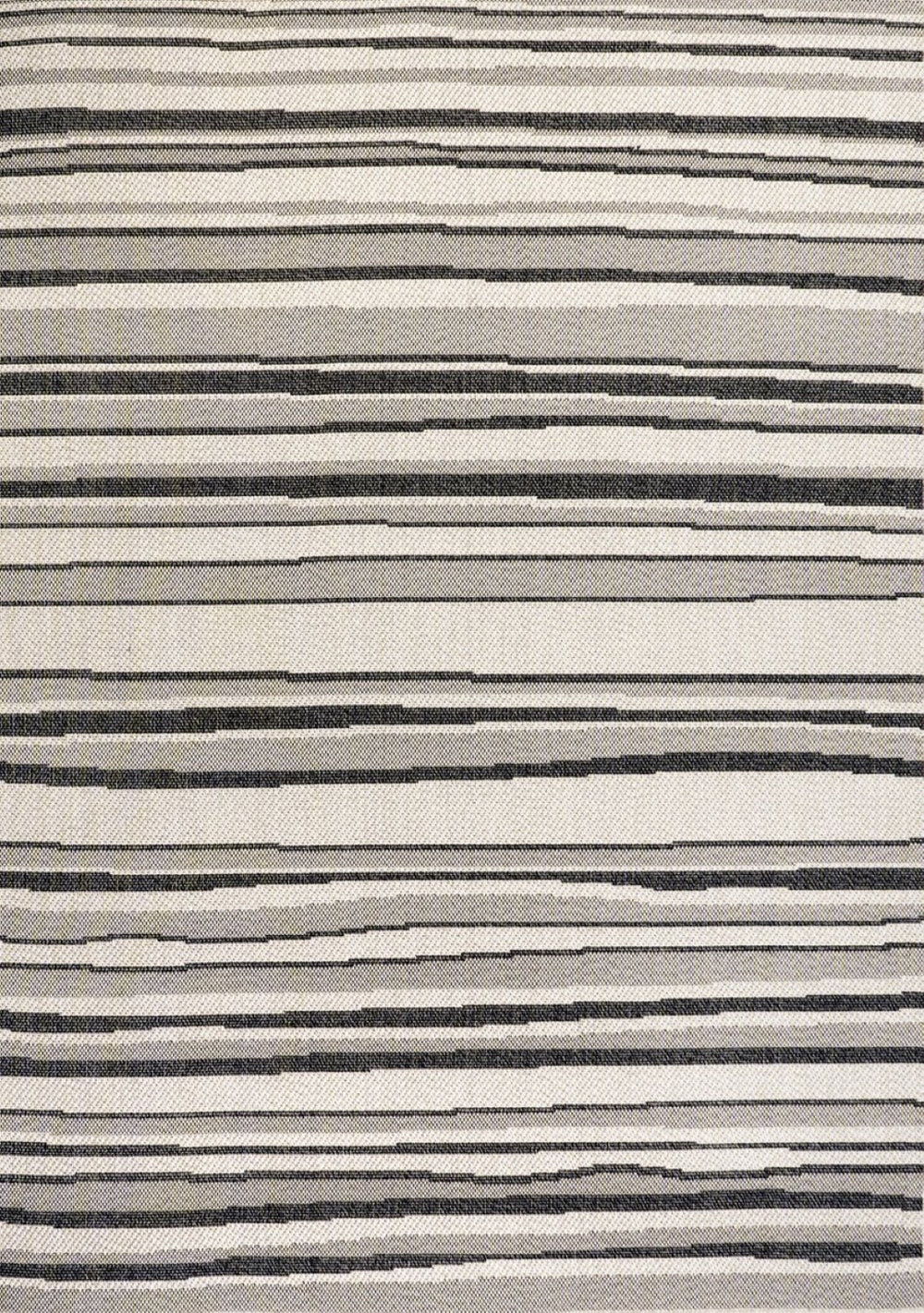 HomeRoots 5' Stylish Cream & Dark Gray Striped Area Rug for Indoor/Outdoor Use - Durable, Low-Maintenance Design 702907