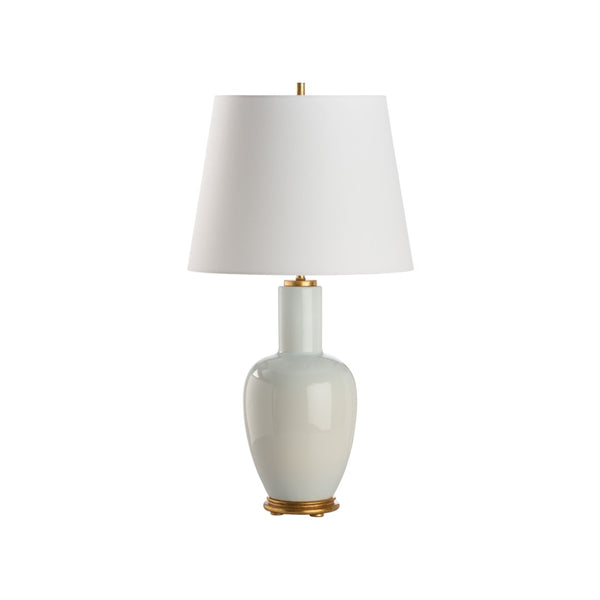 Chelsea House Leigh Ceramic Table Lamp Iceberg Glaze With Gold Leaf Base — 30" Curved Transitional Accent Light 70291