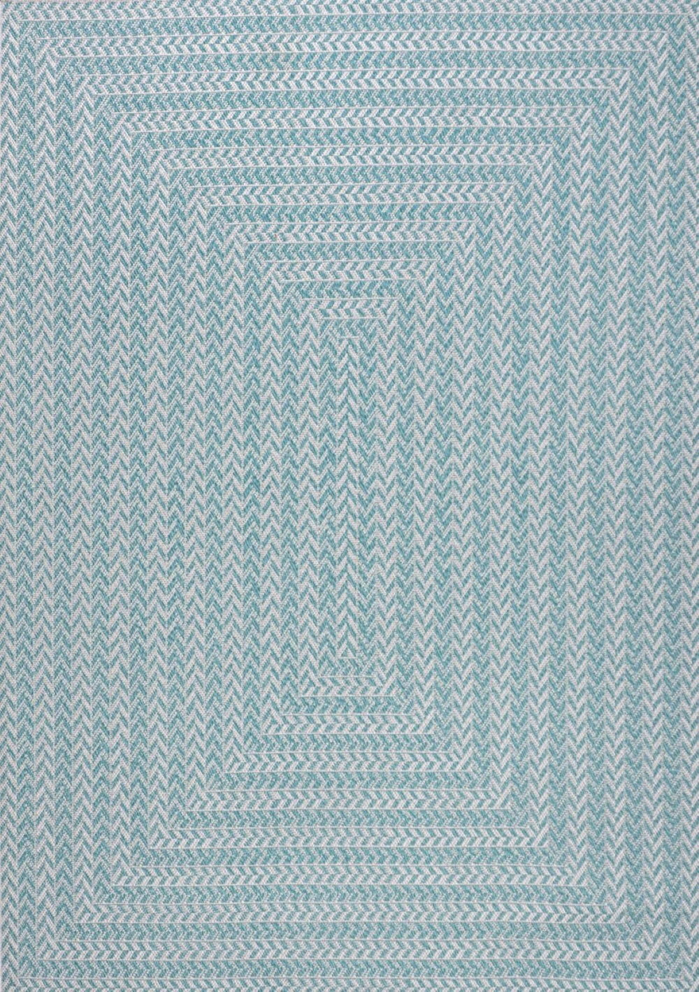 HomeRoots 5' Aqua & Light Gray Striped Area Rug - Stylish, Durable, Indoor/Outdoor Design for Versatile Use! 702910