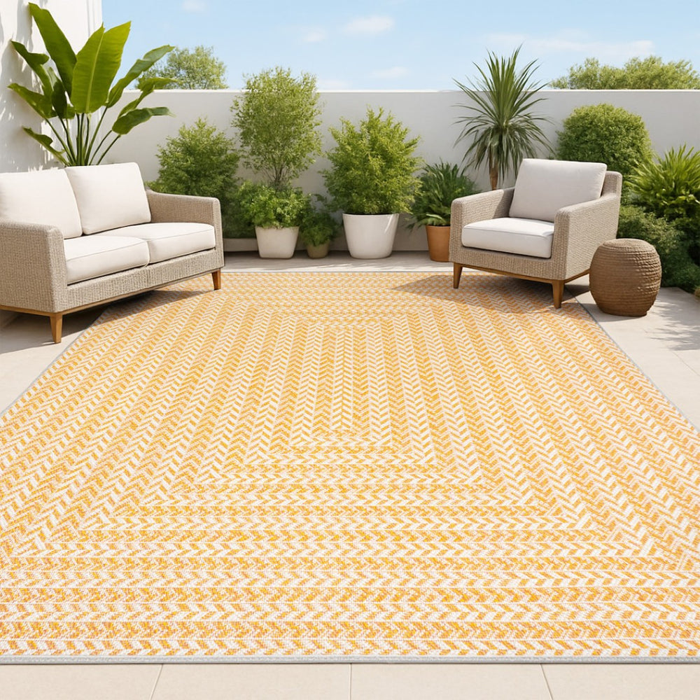 HomeRoots 8' X 10' Vibrant Orange & Cream Striped Area Rug - Stylish Indoor/Outdoor Accent for Any Space 702917
