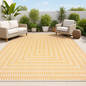 HomeRoots 8' X 10' Vibrant Orange & Cream Striped Area Rug - Stylish Indoor/Outdoor Accent for Any Space 702917
