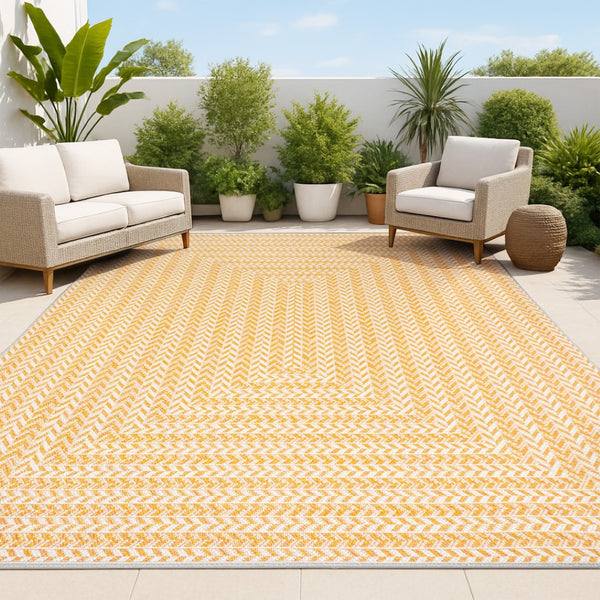 HomeRoots 8' X 10' Vibrant Orange & Cream Striped Area Rug - Stylish Indoor/Outdoor Accent for Any Space 702917