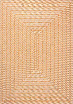 HomeRoots 8' X 10' Vibrant Orange & Cream Striped Area Rug - Stylish Indoor/Outdoor Accent for Any Space 702917