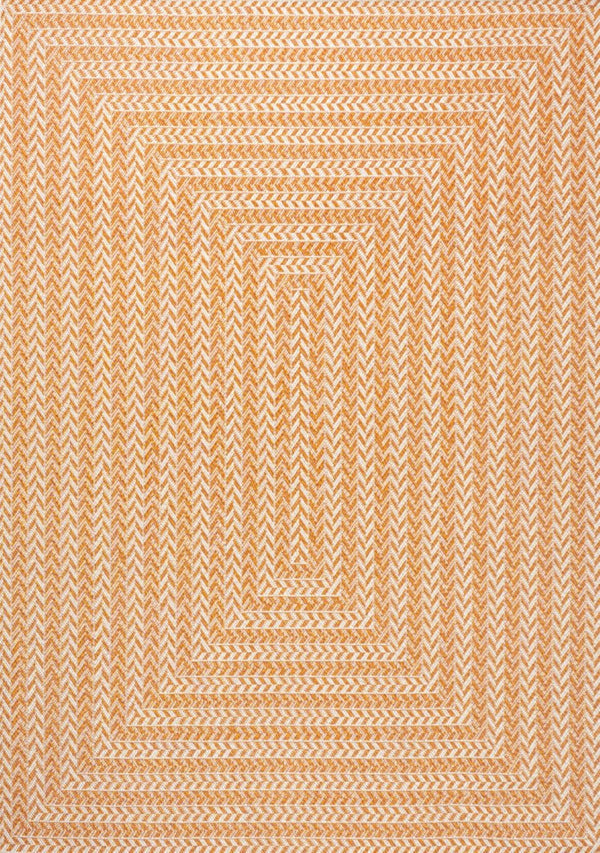 HomeRoots 8' X 10' Vibrant Orange & Cream Striped Area Rug - Stylish Indoor/Outdoor Accent for Any Space 702917