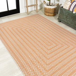 HomeRoots 8' X 10' Vibrant Orange & Cream Striped Area Rug - Stylish Indoor/Outdoor Accent for Any Space 702917