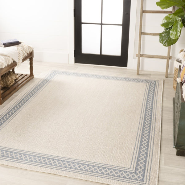 HomeRoots 8' X 10' Cream and Blue Indoor/Outdoor Area Rug - Stylish, Durable, and Versatile for Any Space! 702920