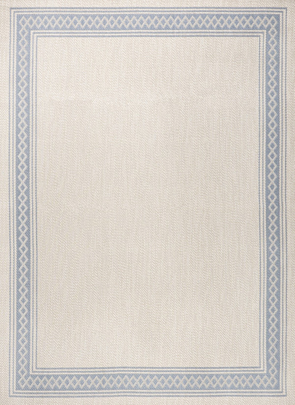 HomeRoots 8' X 10' Cream and Blue Indoor/Outdoor Area Rug - Stylish, Durable, and Versatile for Any Space! 702920