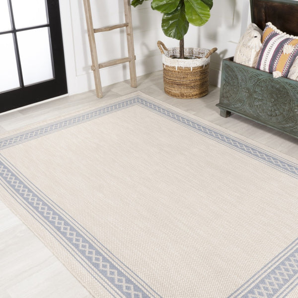 HomeRoots 8' X 10' Cream and Blue Indoor/Outdoor Area Rug - Stylish, Durable, and Versatile for Any Space! 702920