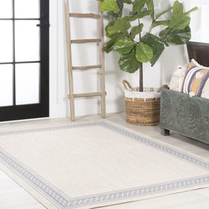 HomeRoots 8' X 10' Cream and Blue Indoor/Outdoor Area Rug - Stylish, Durable, and Versatile for Any Space! 702920